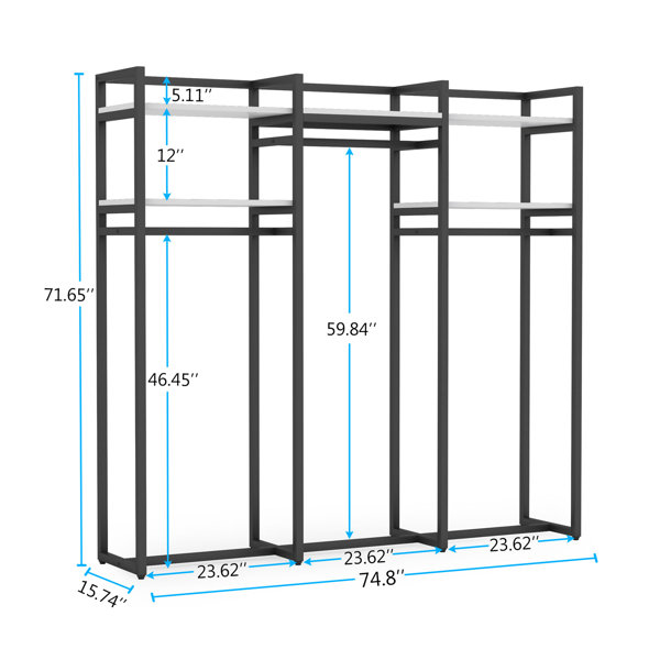 Double closet rod discount height